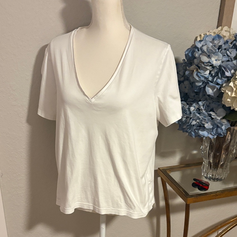 Banana Republic white V-neck, short sleeve cotton T-shirt size XXL